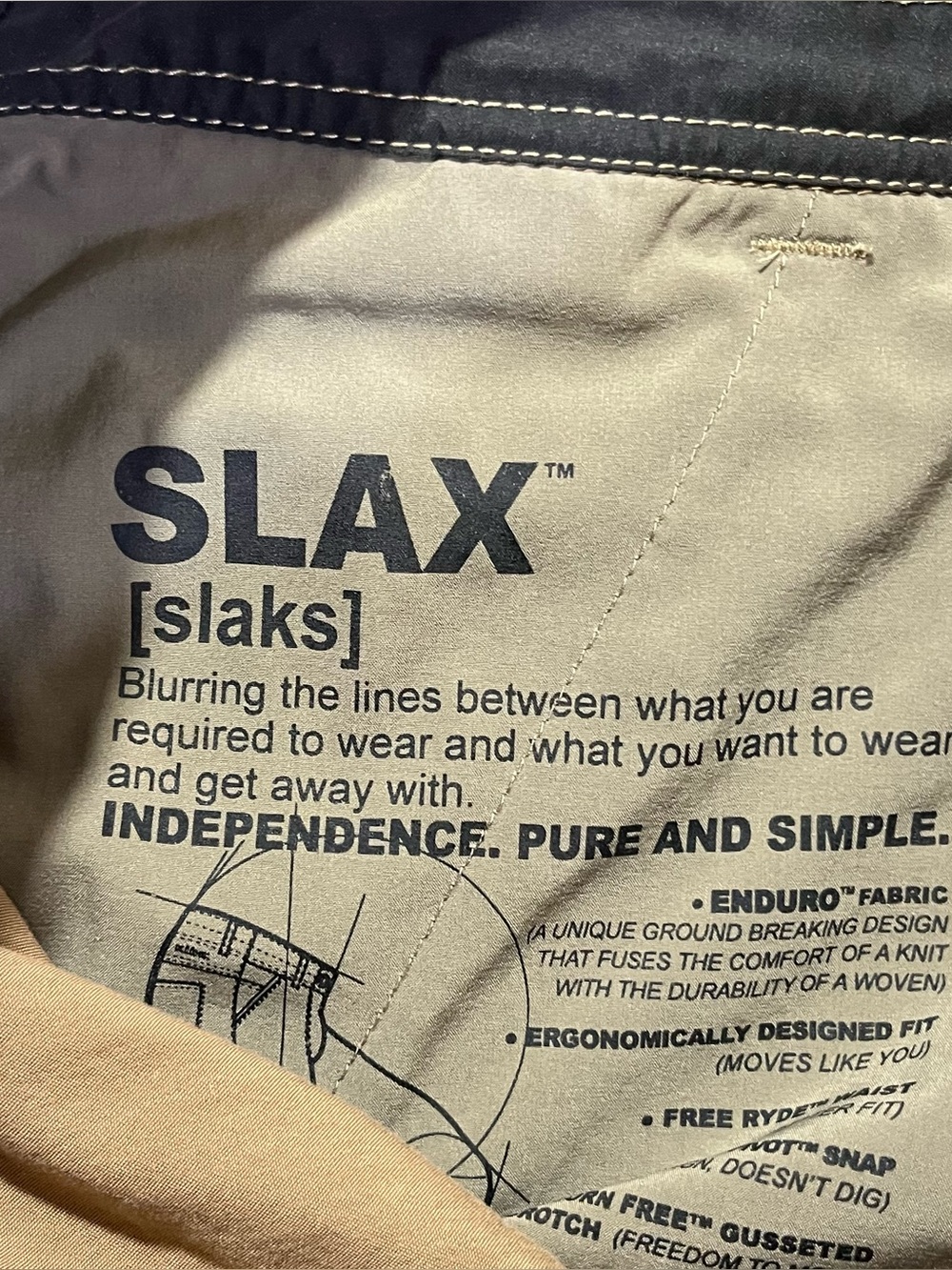 Men’s Kuhl Slax Lightweight Outdoor Hiking Dark Khaki Pants, 34x30 - Picture 6 of 6